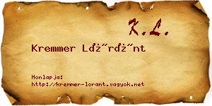 Kremmer Lóránt névjegykártya